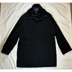 Chaps Coat Mens 46L Black Full Zip Polyester Wool Lined Pockets Adult